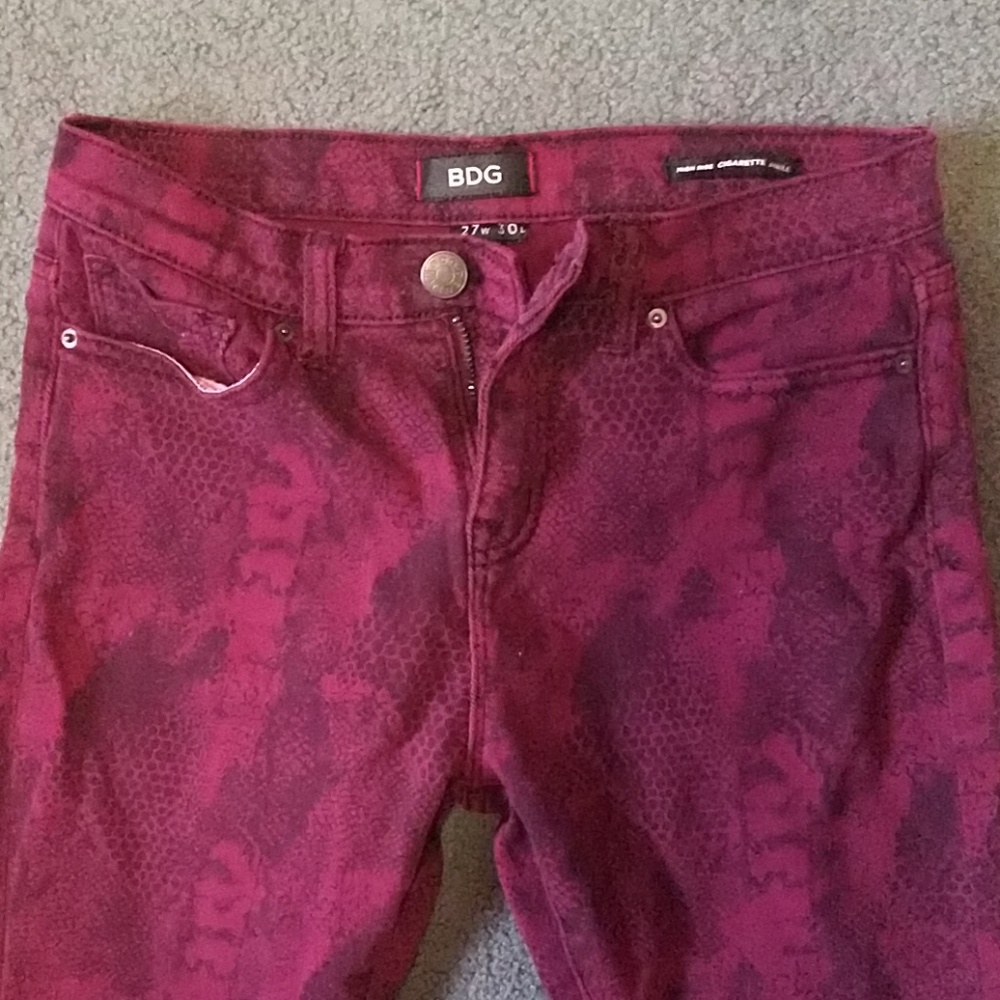 BDG Red Patterned Jeans - Picture 2 of 3